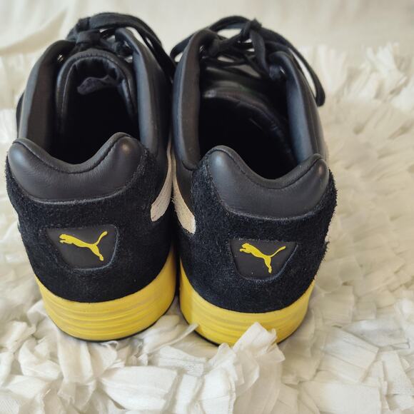Puma Slipstream Shoes Mens Size 13 Black Yellow Suede Leather Anti Shock System - Picture 8 of 16